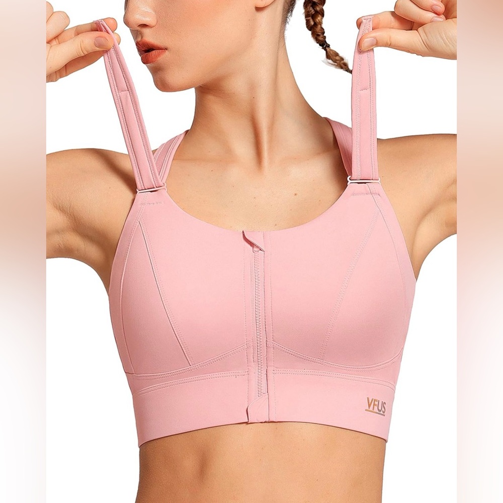 Zip Front Adjustable High Impact Sports Bras for Women Large Breasts